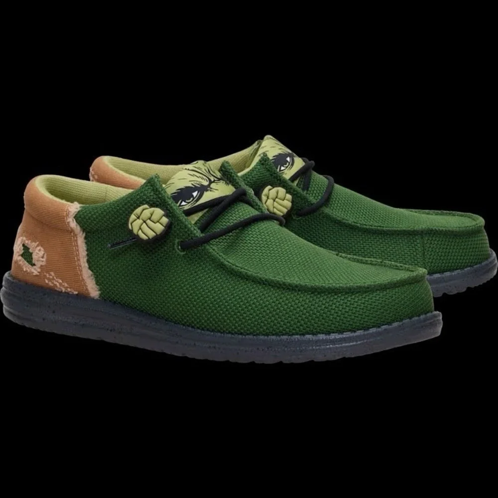 NEW Hey Dude Marvel Hulk Wally Funk Men's Slip On Shoes Sz 10 In Hand